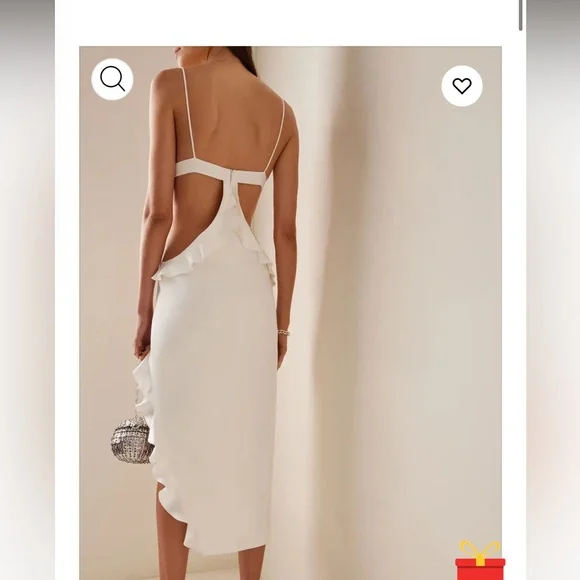 Coveshe Low-Cut Backless Ruffle Dress - Picture 3 of 9